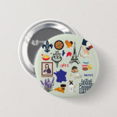 Frankrijk Symbolen Ronde Button 5,7 Cm (Voorkant /achterkant)