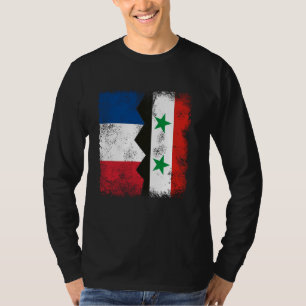 Frankrijk Syrië vlaggen half Syrische Franse worte T-shirt