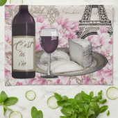 FRANKRIJK, TOUR EIFFEL, PARIJS, WIJN, FRANSE KAAS THEEDOEK (Gevouwen)