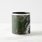 Frankrijk vanuit de ruimte tweekleurige koffiemok (Center)