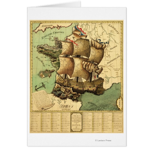 Frankrijk vertegenwoordigd als ShipPanoramic Map (Voorkant)