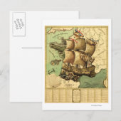 Frankrijk vertegenwoordigd als ShipPanoramic Map Briefkaart (Voorkant / Achterkant)