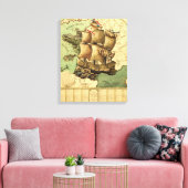 Frankrijk vertegenwoordigd als ShipPanoramic Map Canvas Afdruk (Insitu (Woonkamer))