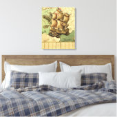 Frankrijk vertegenwoordigd als ShipPanoramic Map Canvas Afdruk (Insitu (Slaapkamer))