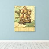 Frankrijk vertegenwoordigd als ShipPanoramic Map Canvas Afdruk (Insitu (Houten vloer))