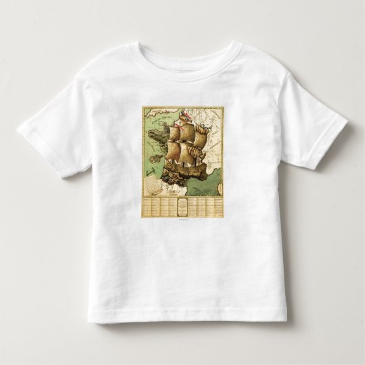 Frankrijk vertegenwoordigd als ShipPanoramic Map Kinder Shirts (Voorkant)