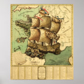 Frankrijk vertegenwoordigd als ShipPanoramic Map Poster (Voorkant)