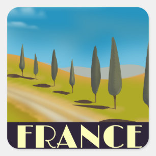 Frankrijk vintage stijl reisposter vierkante sticker