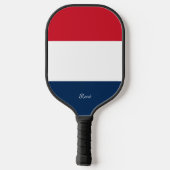 Frankrijk Vlag bij Jouw naam Pickleball Paddle (Achterkant)
