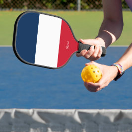 Frankrijk Vlag bij Jouw naam Pickleball Paddle