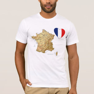 Frankrijk Vlag hart en kaart T-Shirt