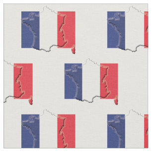 FRANKRIJK Vlag Kaart Omtrek Stof