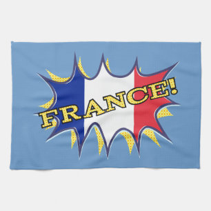 Frankrijk Vlag Kapow Comic Style Star Theedoek