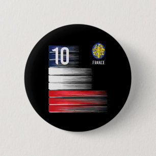 Frankrijk Vlag Nummer 10 Franse Voetbal Mannen Vro Ronde Button 5,7 Cm