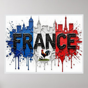Frankrijk Voetbal Citiscape Olie Schilderstijl Kun Poster