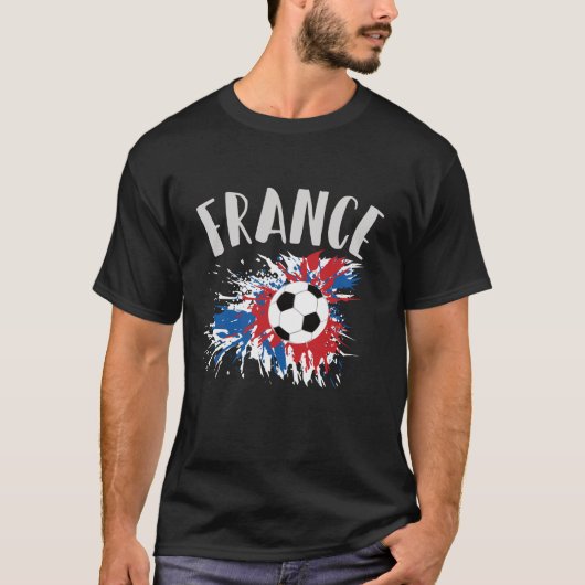 Frankrijk Voetbal Grunge Flag T-shirt (Voorkant)