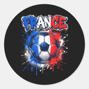 Frankrijk Voetbal Voetballer Vlag Graffiti Ronde Sticker