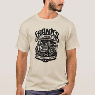 Frank's Garage Vintage Motorfiets Pin-Up T-Shirt