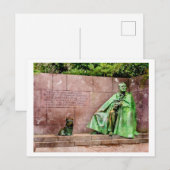 Franlink D. Roosevelt Standbeeld Waterverf Briefkaart (Voorkant / Achterkant)