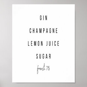 Frans 75 Cocktail Recipe Poster