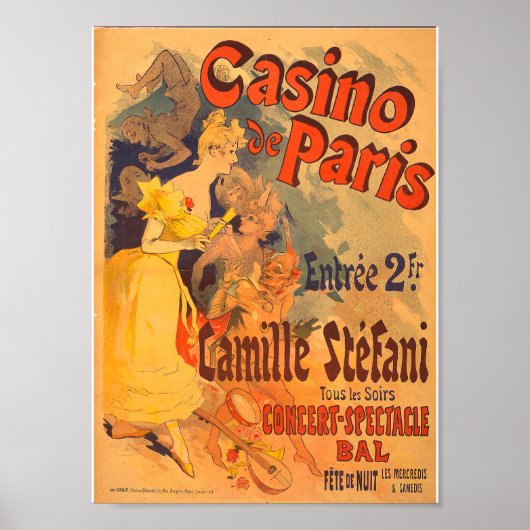 Frans Adverteren casino de Paris 1891 Poster (Voorkant)