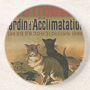 Frans Advertisement - katten Zandsteen Onderzetter