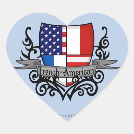 Frans-Amerikaanse schildvlag Hart Sticker (Voorkant)