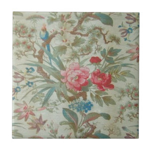 Frans Antiek Toile Bird and Flowers Tegeltje