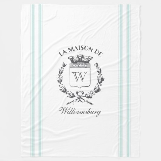 Frans Aqua Ticking Familie Crest Gooi Fleece Deken (Voorkant)