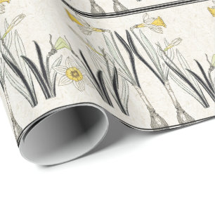 Frans Art Nouveau Narcissus Flower Wrapping Paper Cadeaupapier