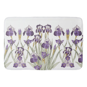 Frans Art Nouveau Paars Iris Flowers Bathmat Badmat