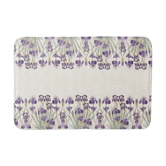 Frans Art Nouveau Paars Iris Flowers Bathmat Badmat (Voorkant)
