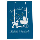 Frans Baby shower Puppy Blue Boy Medium Cadeauzakje (Achterkant)