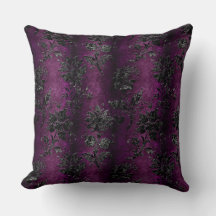 Frans  Black Floral Damask Paars Pattern