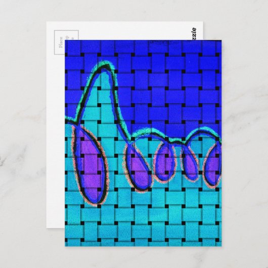 Frans Blauw Abstract met geweven textuur Briefkaart (Voorkant / Achterkant)