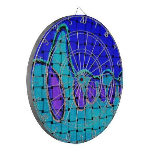 Frans Blauw Abstract met geweven textuur Dartbord (Voorkant Links)