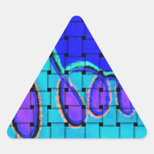 Frans Blauw Abstract met geweven textuur Driehoek Sticker