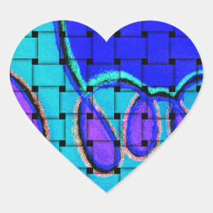 Frans Blauw Abstract met geweven textuur Hart Sticker