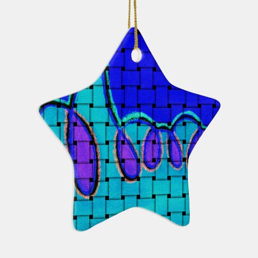 Frans Blauw Abstract met geweven textuur Keramisch Ornament (Rechts)