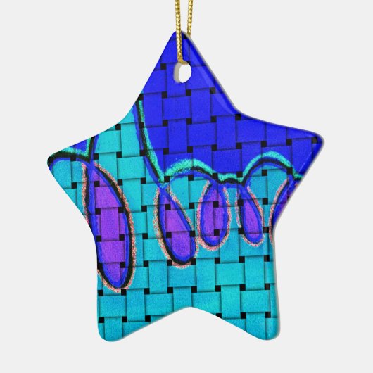 Frans Blauw Abstract met geweven textuur Keramisch Ornament (Links)