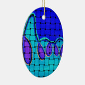 Frans Blauw Abstract met geweven textuur Keramisch Ornament (Rechts)