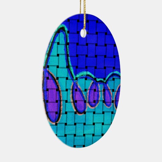 Frans Blauw Abstract met geweven textuur Keramisch Ornament (Rechts)