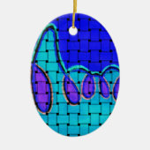 Frans Blauw Abstract met geweven textuur Keramisch Ornament (Voorkant)