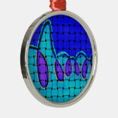 Frans Blauw Abstract met geweven textuur Metalen Ornament (Rechts)