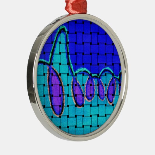 Frans Blauw Abstract met geweven textuur Metalen Ornament (Rechts)