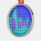 Frans Blauw Abstract met geweven textuur Metalen Ornament (Links)