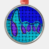 Frans Blauw Abstract met geweven textuur Metalen Ornament (Voorkant)