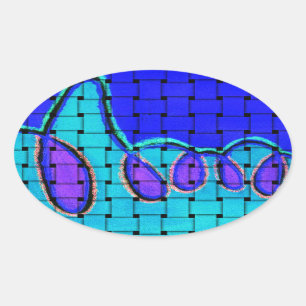 Frans Blauw Abstract met geweven textuur Ovale Sticker
