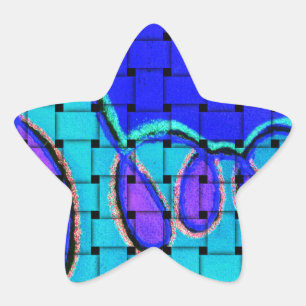 Frans Blauw Abstract met geweven textuur Ster Sticker