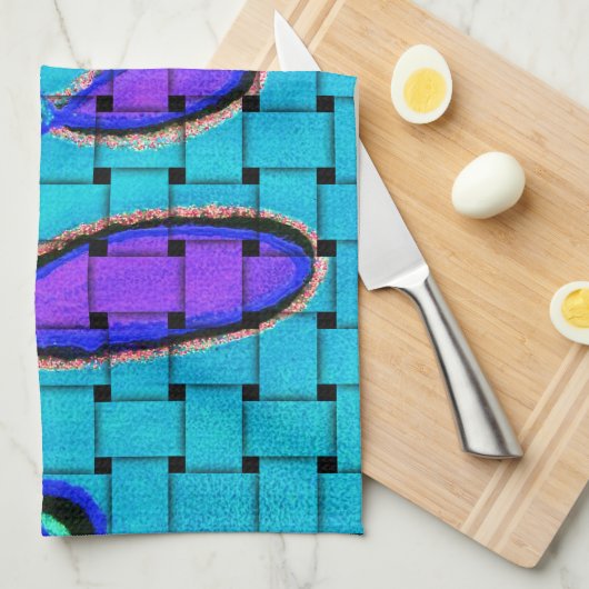 Frans Blauw Abstract met geweven textuur Theedoek (Quarter Fold)